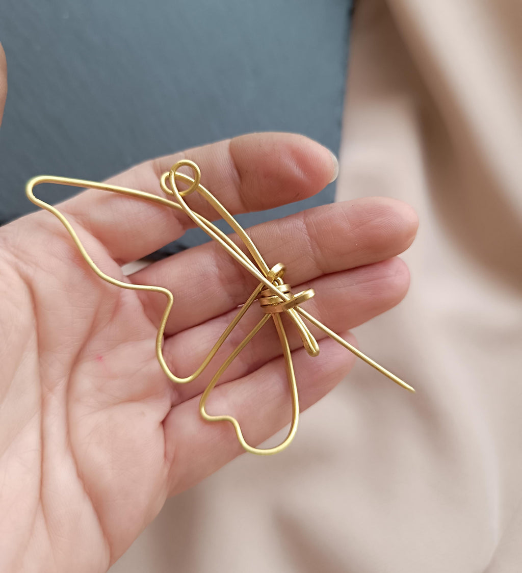 Minimalist Butterfly Brass Brooch