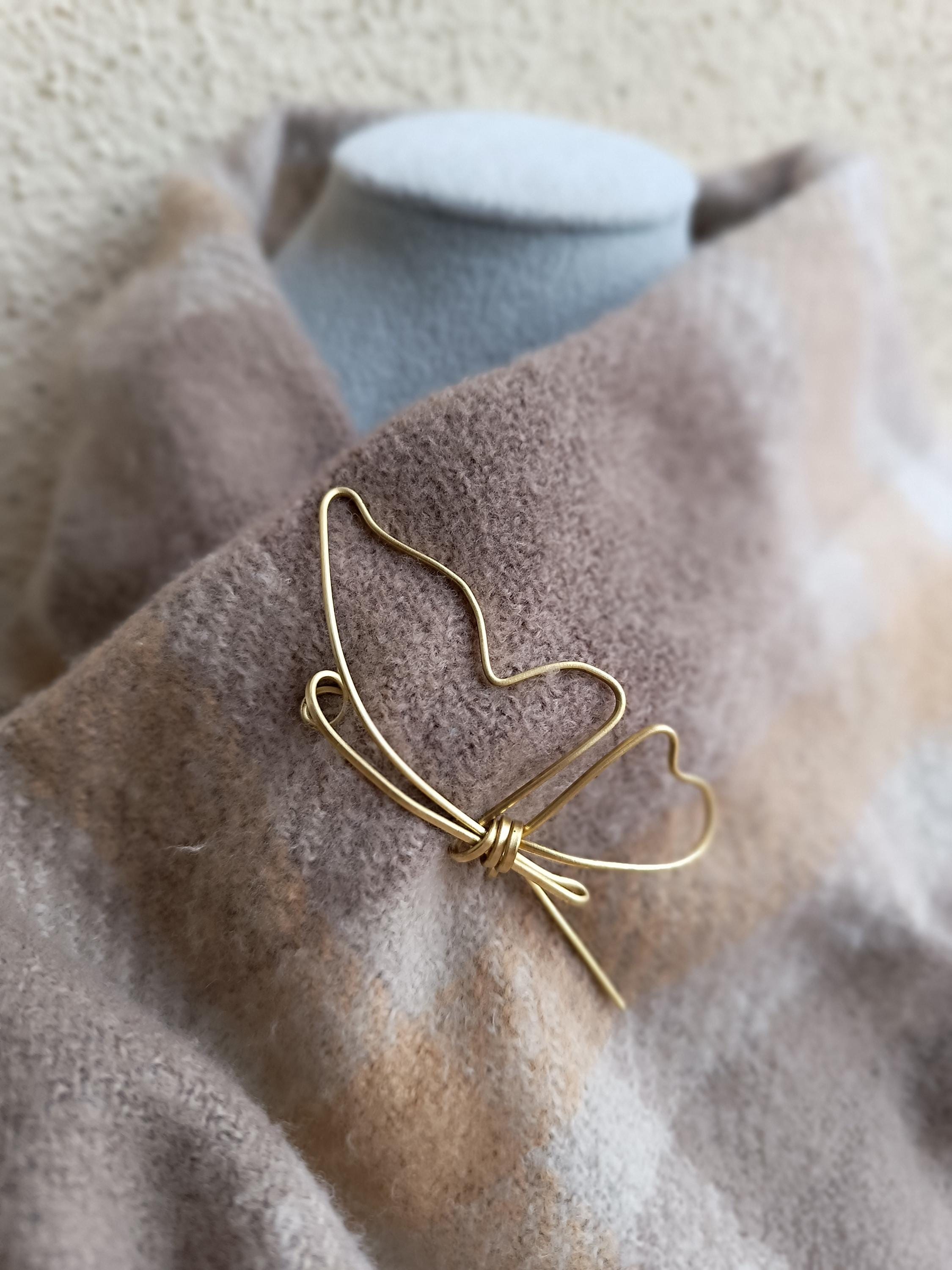 Minimalist Butterfly Brass Brooch