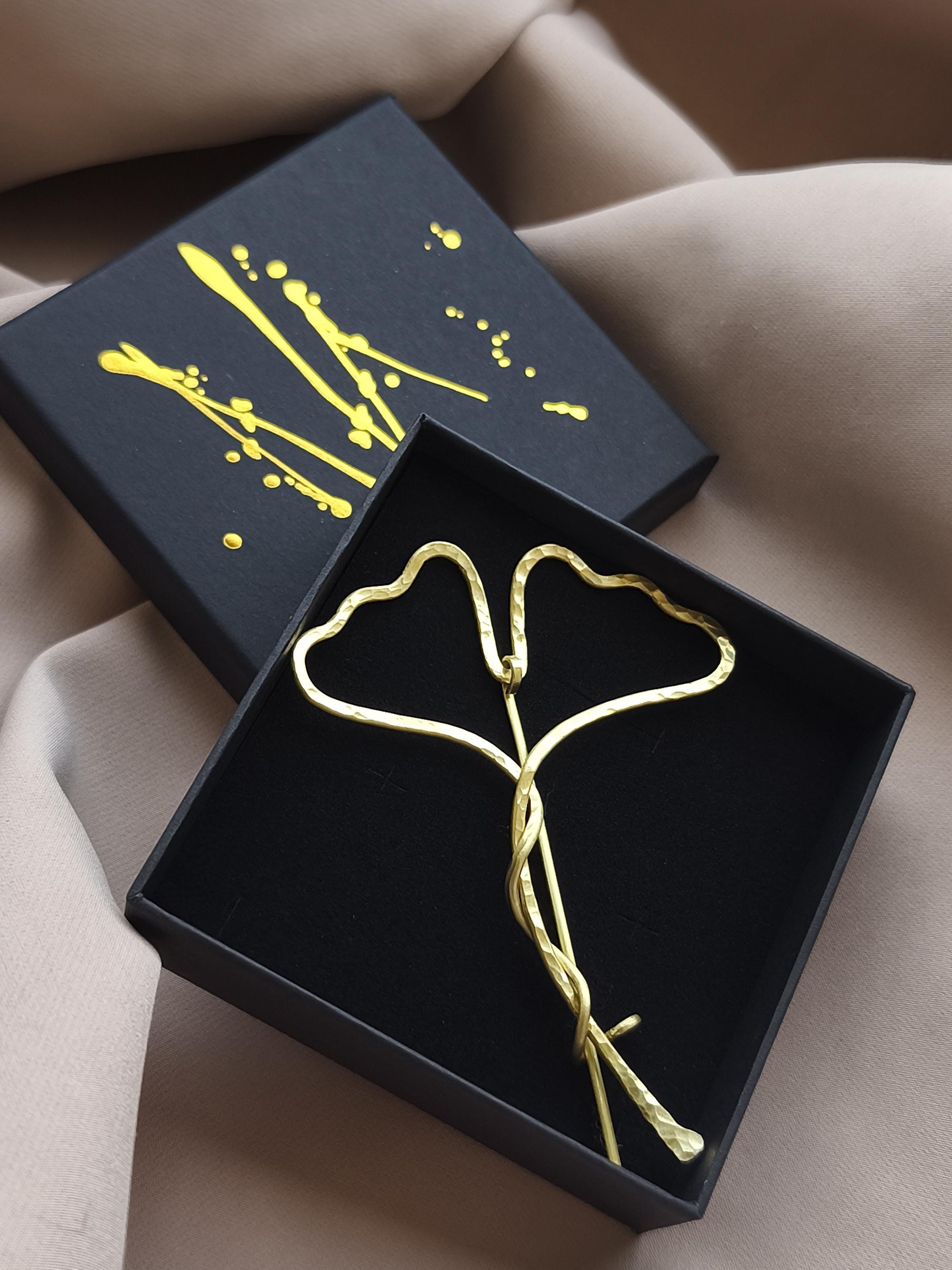 Handmade Brass Ginkgo Leaf Brooch
