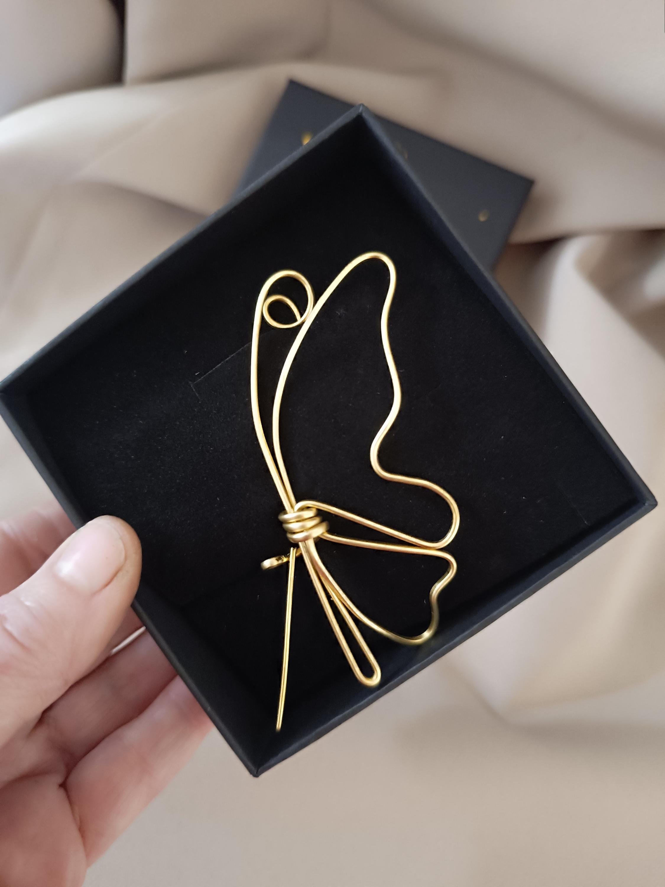 Minimalist Butterfly Brass Brooch