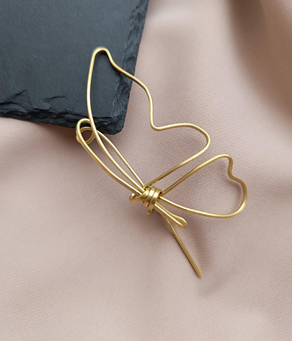 Minimalist Butterfly Brass Brooch