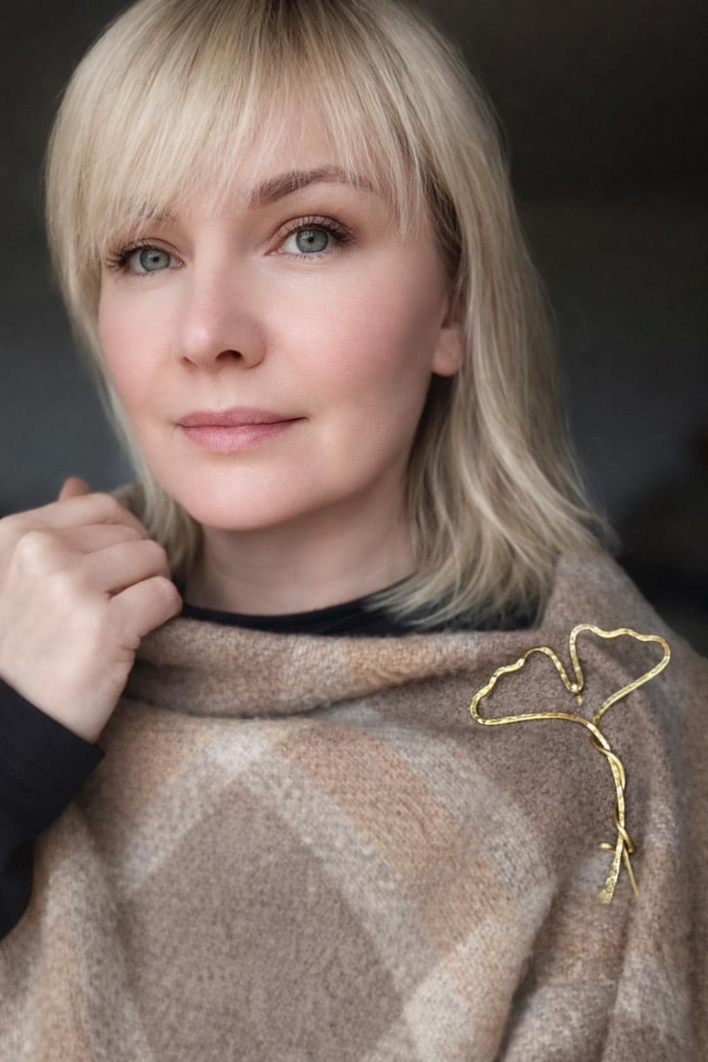 Handmade Brass Ginkgo Leaf Brooch
