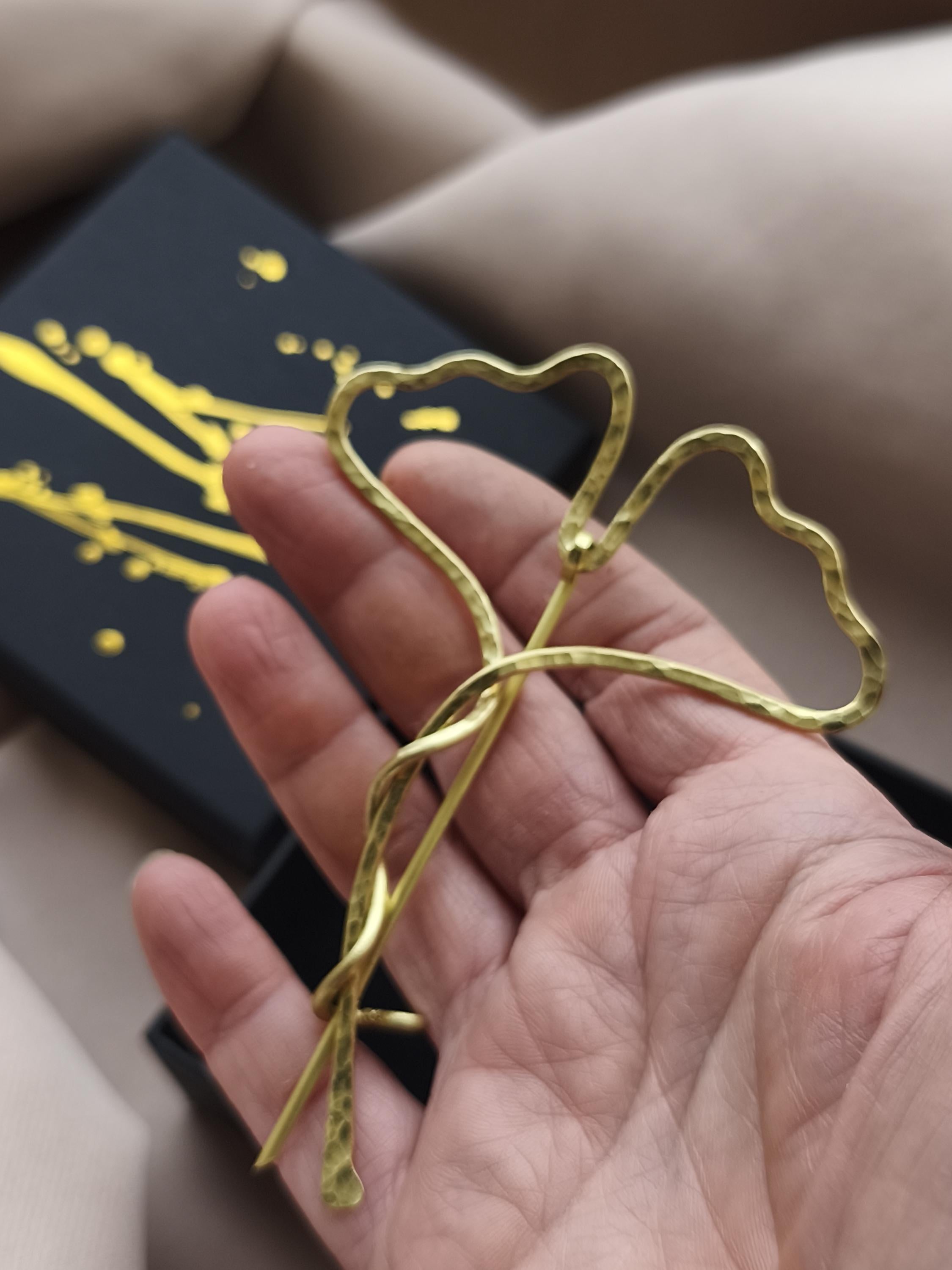 Handmade Brass Ginkgo Leaf Brooch