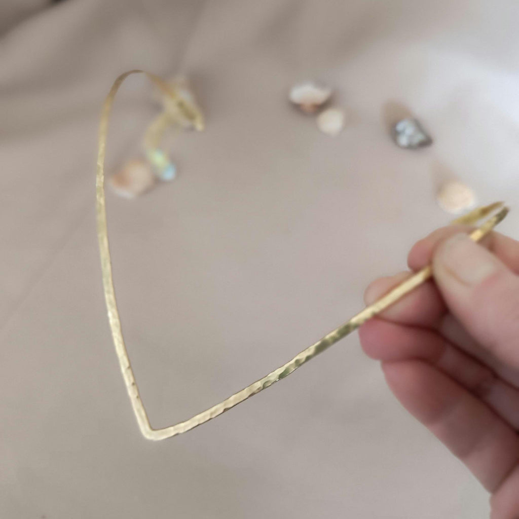 Minimalist Reverse Tiara in Hammered Brass