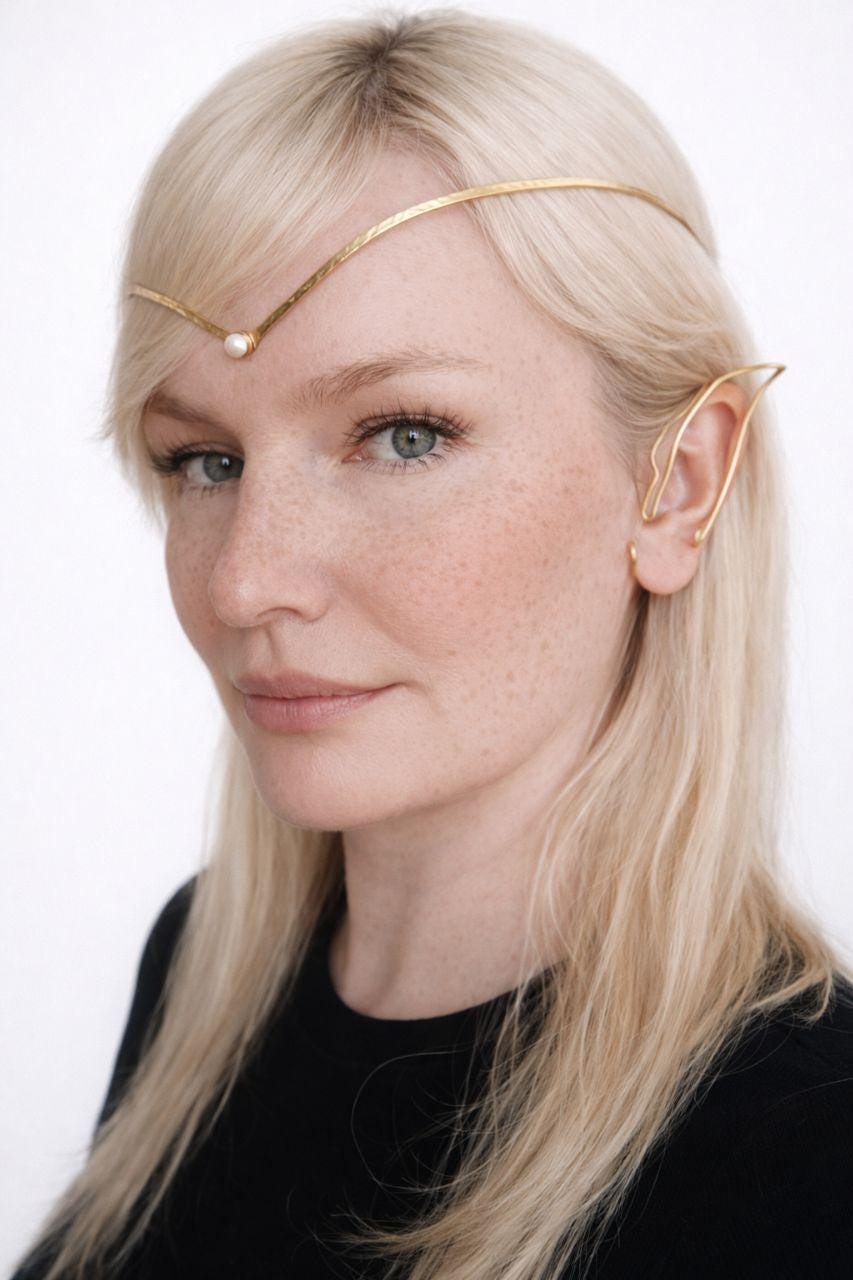 Elven Brass Tiara with Pearl