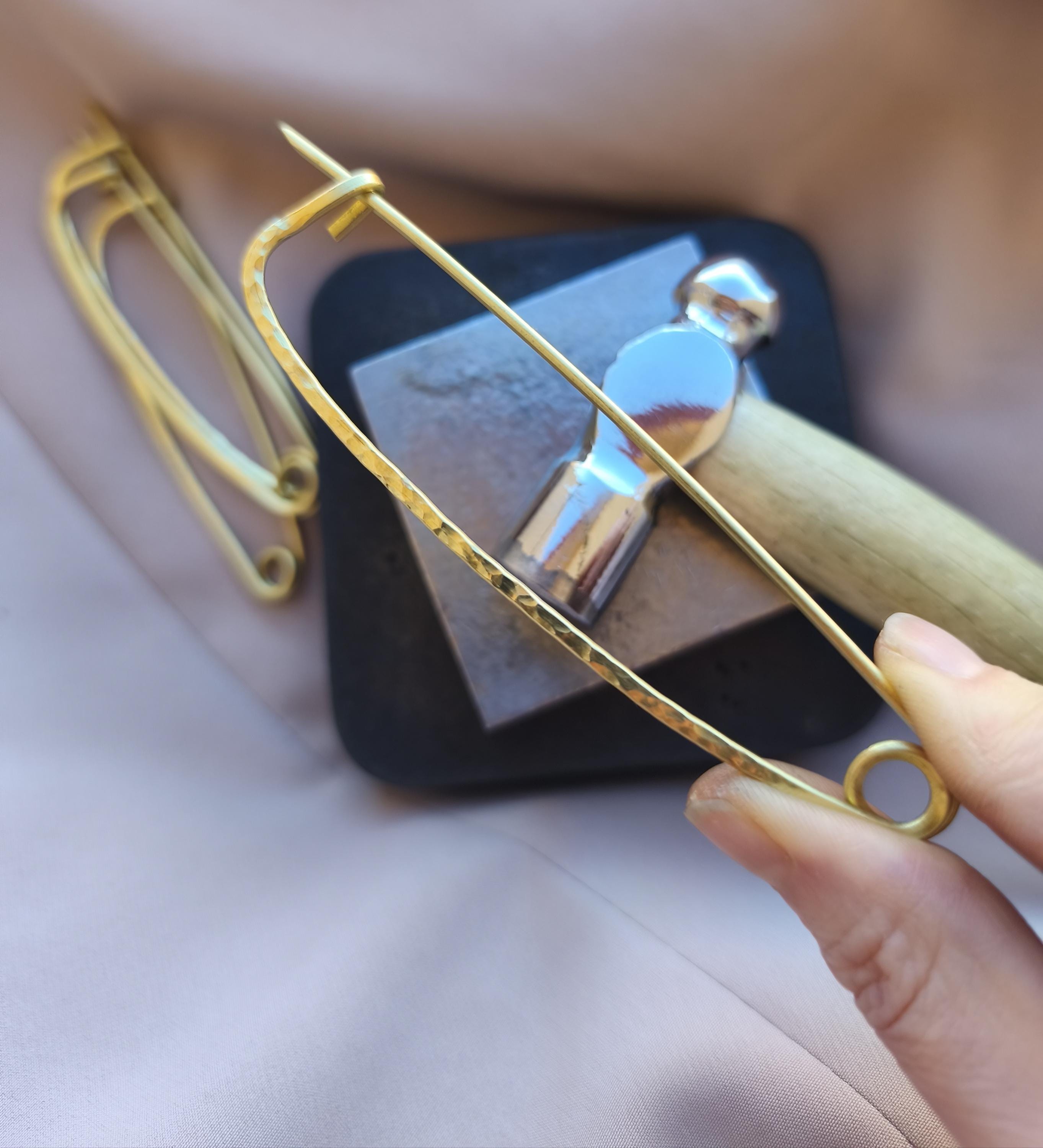 Large Minimalist Brass Shawl Pin