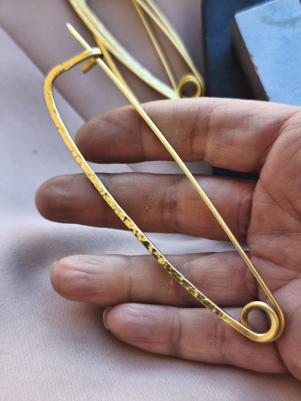 Large Minimalist Brass Shawl Pin