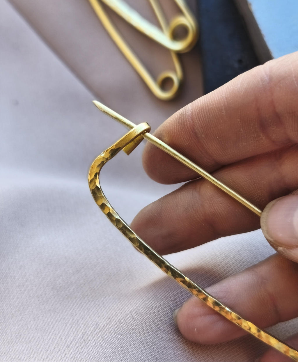Large Minimalist Brass Shawl Pin
