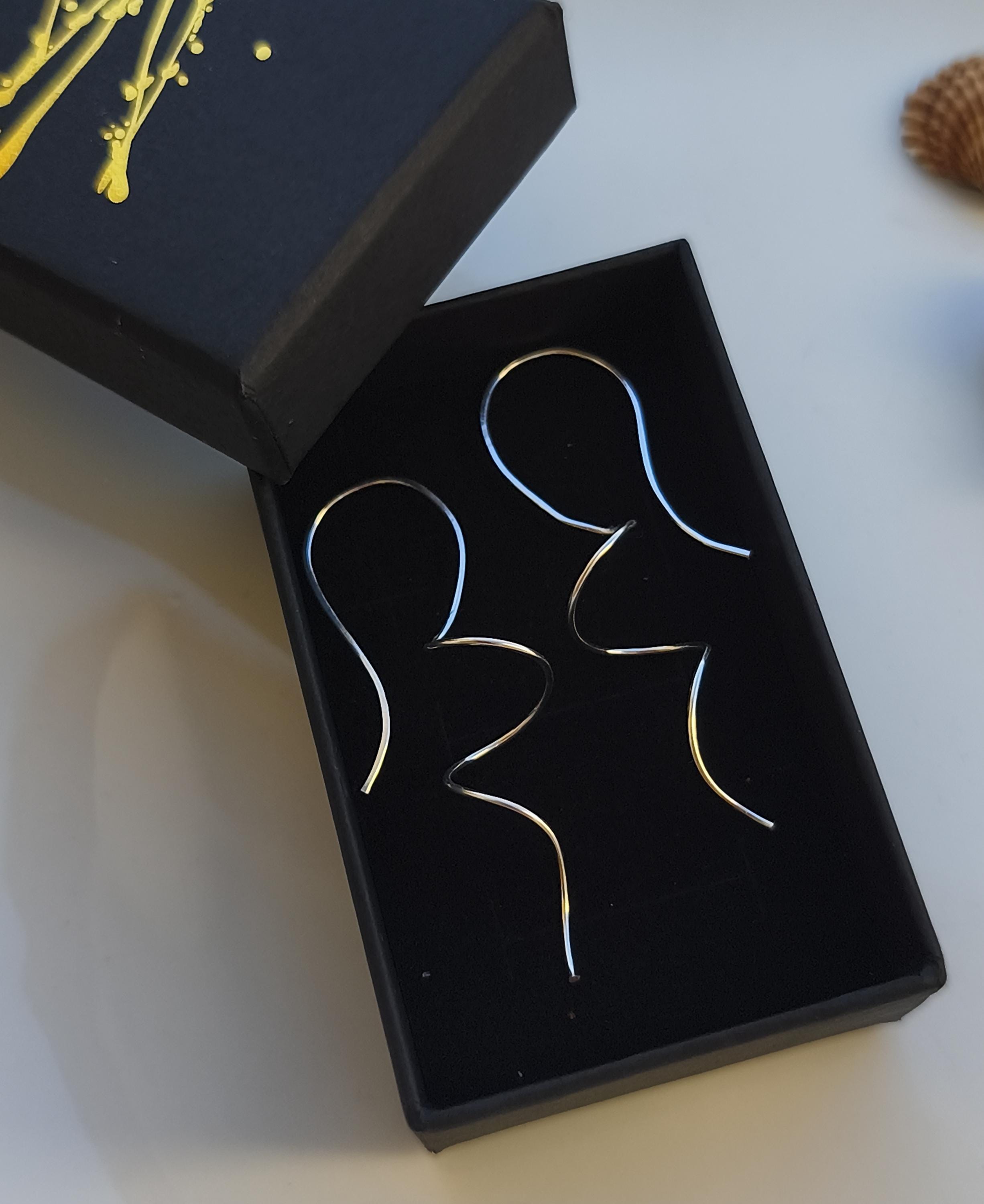 Silver Spiral Earrings Long