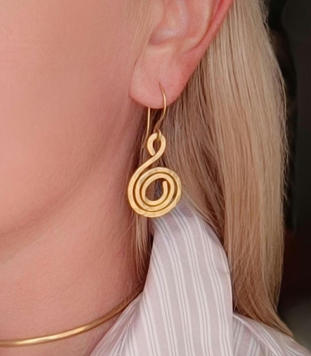 Brass Spiral Earrings