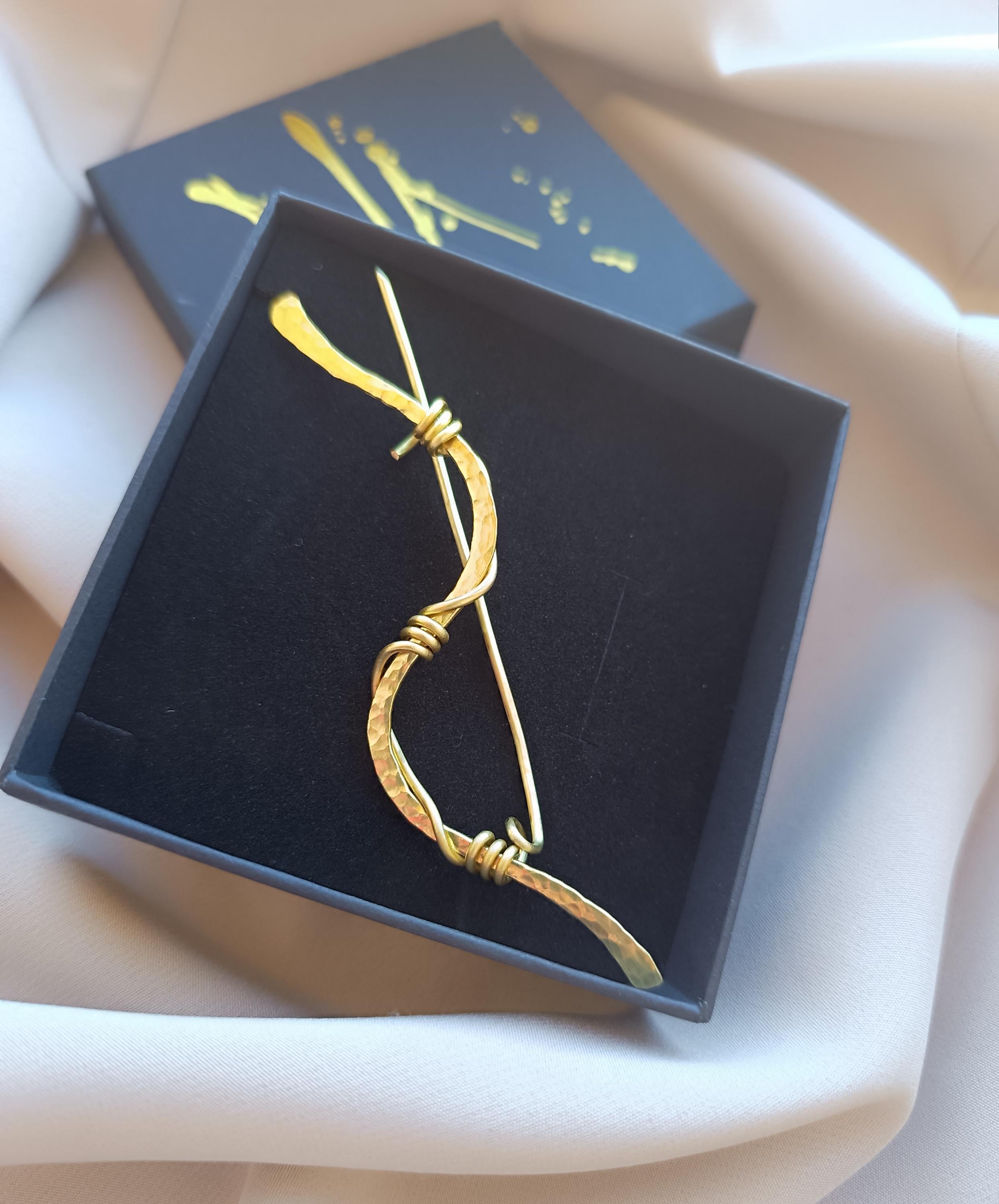 Handmade Brass Wave Brooch