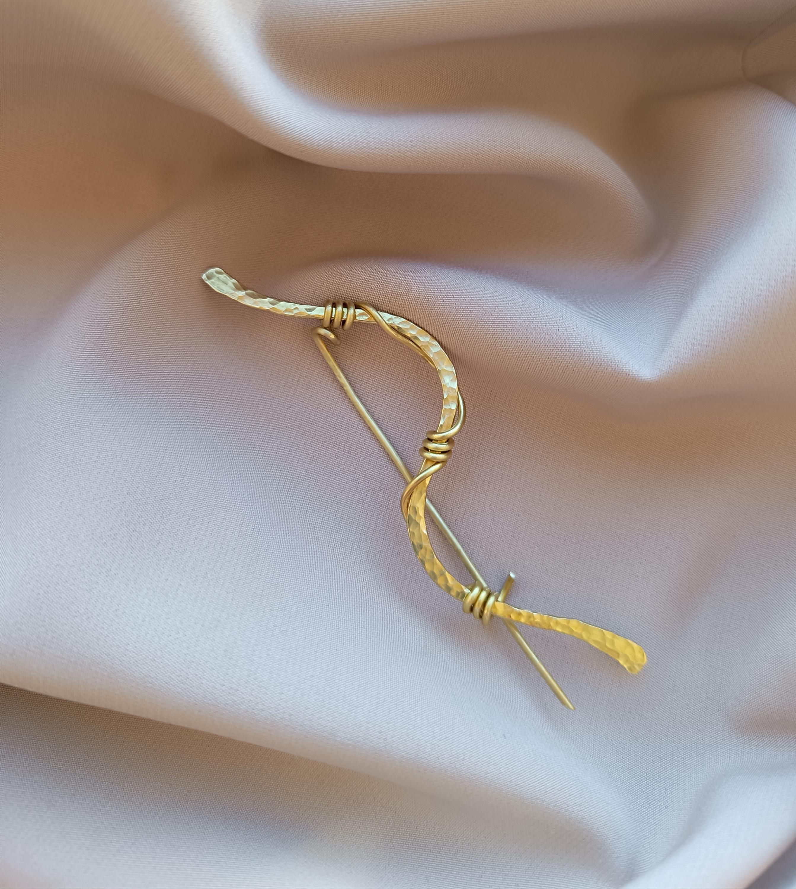 Handmade Brass Wave Brooch