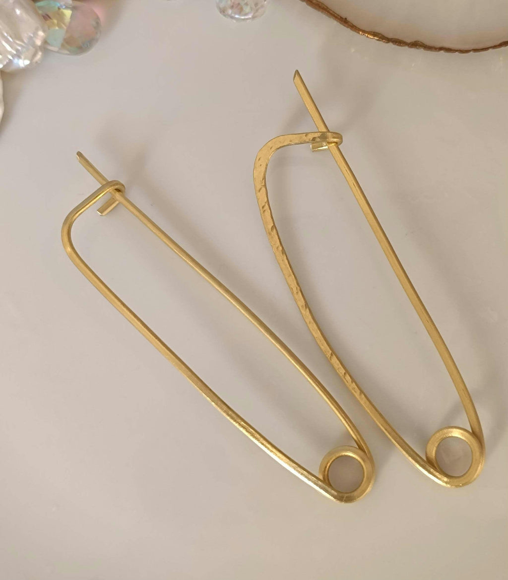 Large Minimalist Brass Shawl Pin