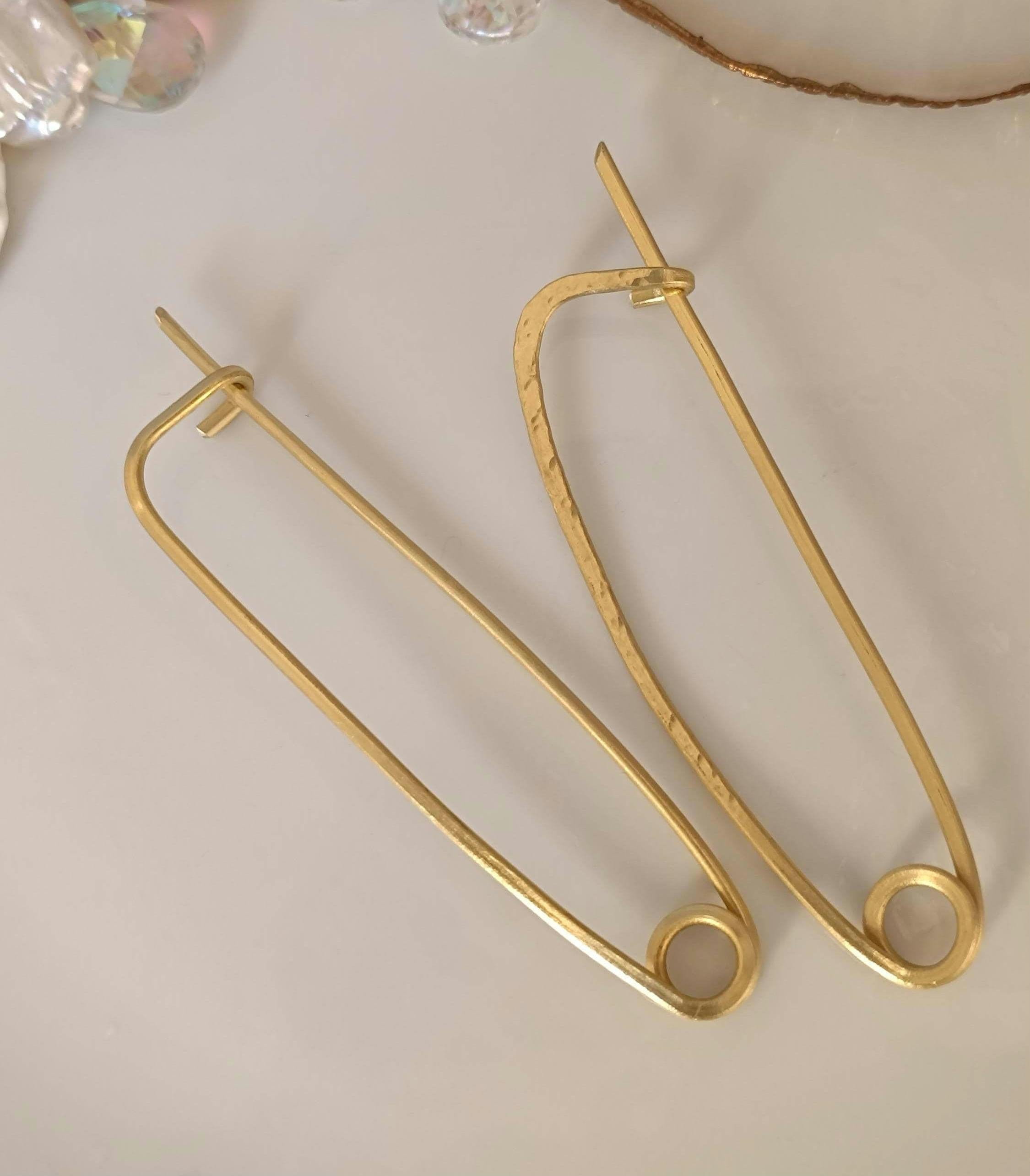 Large Minimalist Brass Shawl Pin