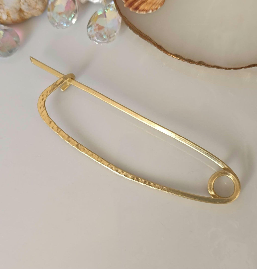 Large Minimalist Brass Shawl Pin