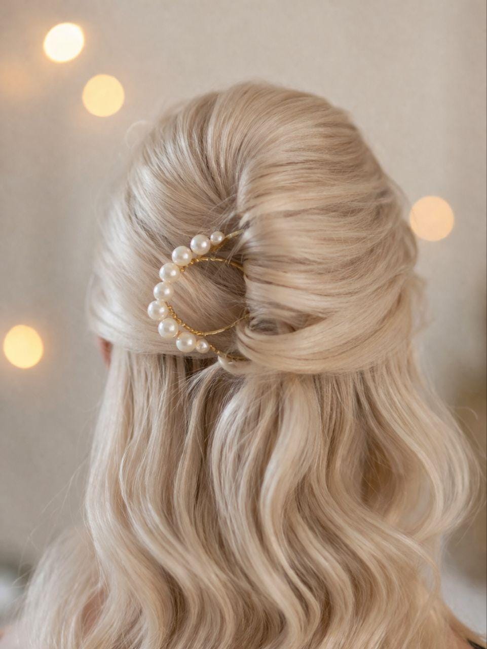 Hand-forged brass and freshwater pearl hair comb