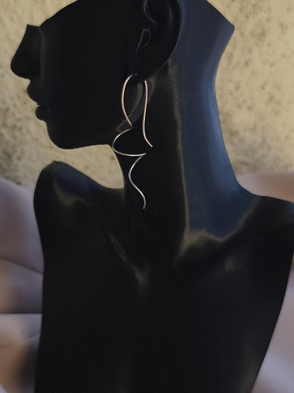 Silver Spiral Earrings Long