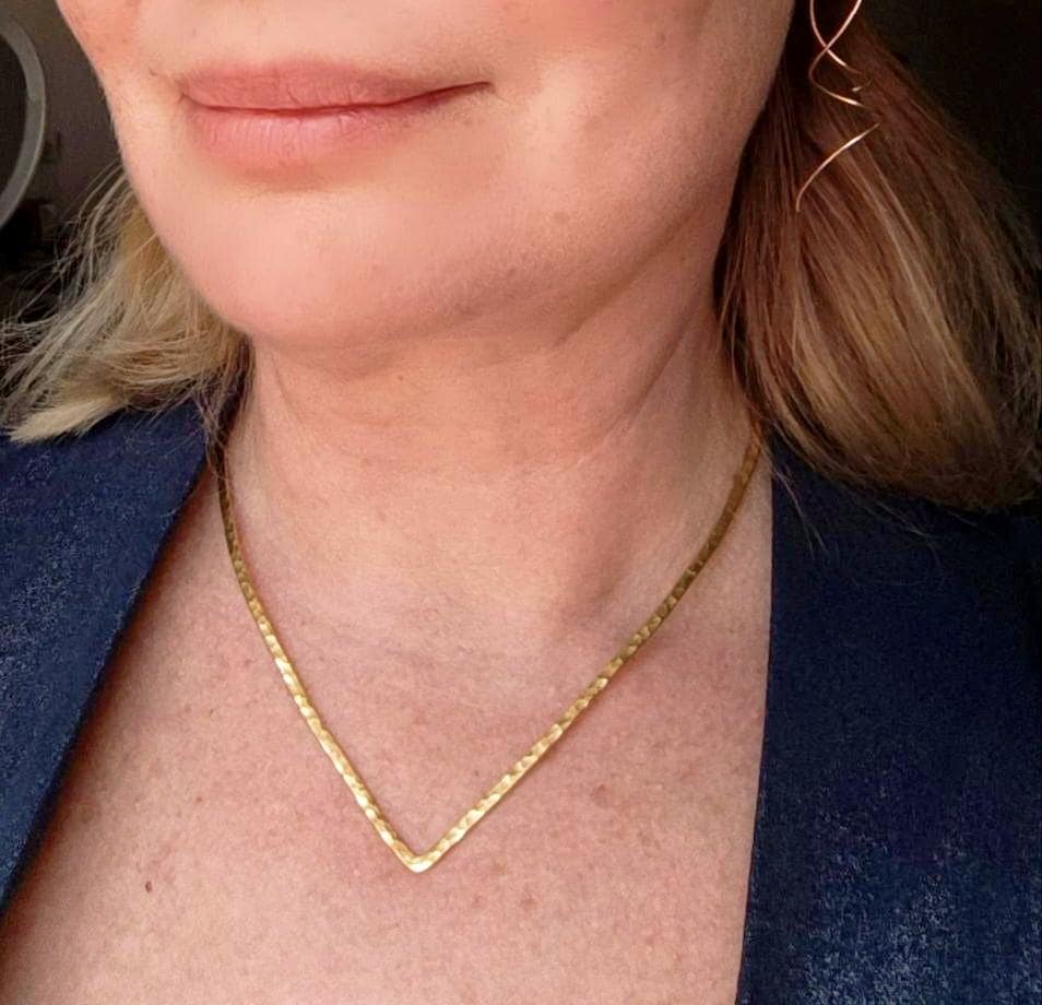 Minimalist V Necklace Brass
