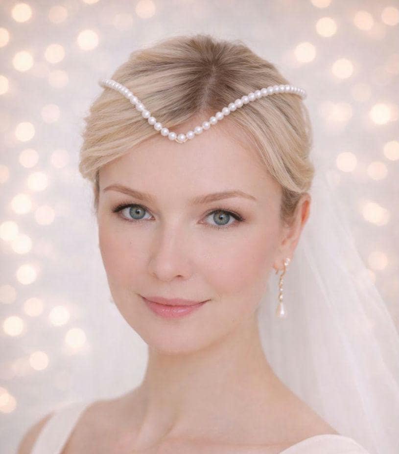 Minimalist Brass Bridal Tiara with Pearls