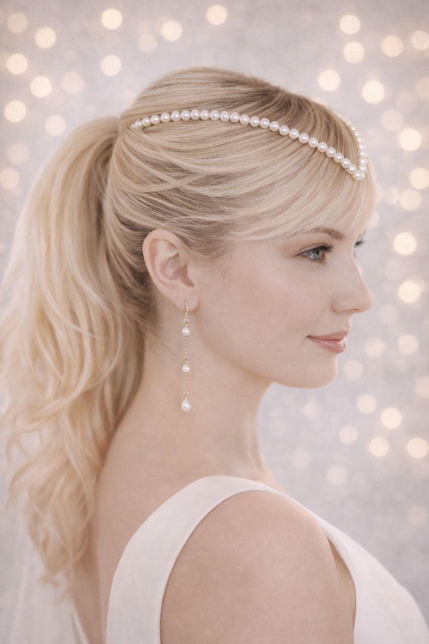 Minimalist Brass Bridal Tiara with Pearls