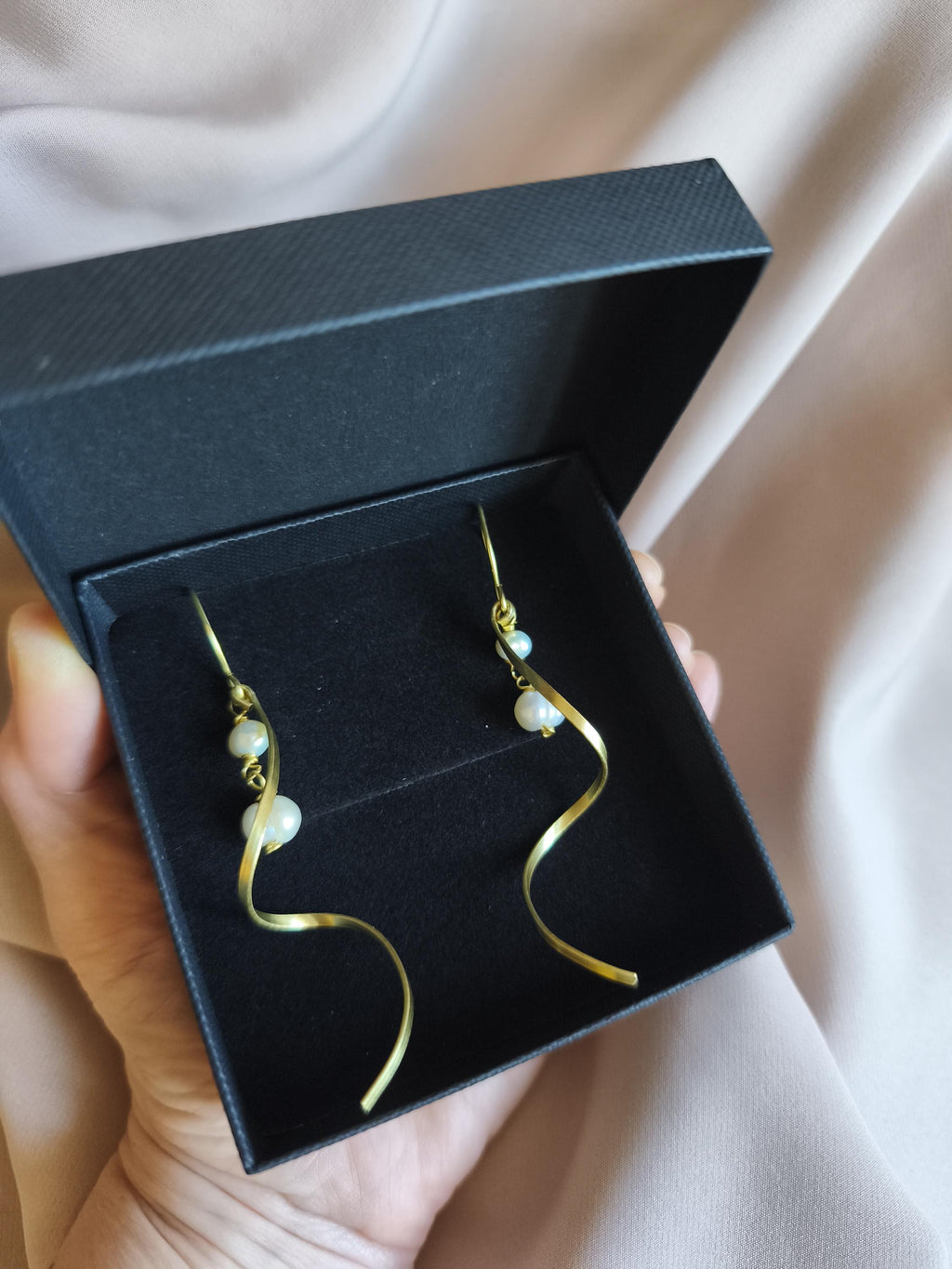 Handmade Brass & Pearl Earrings