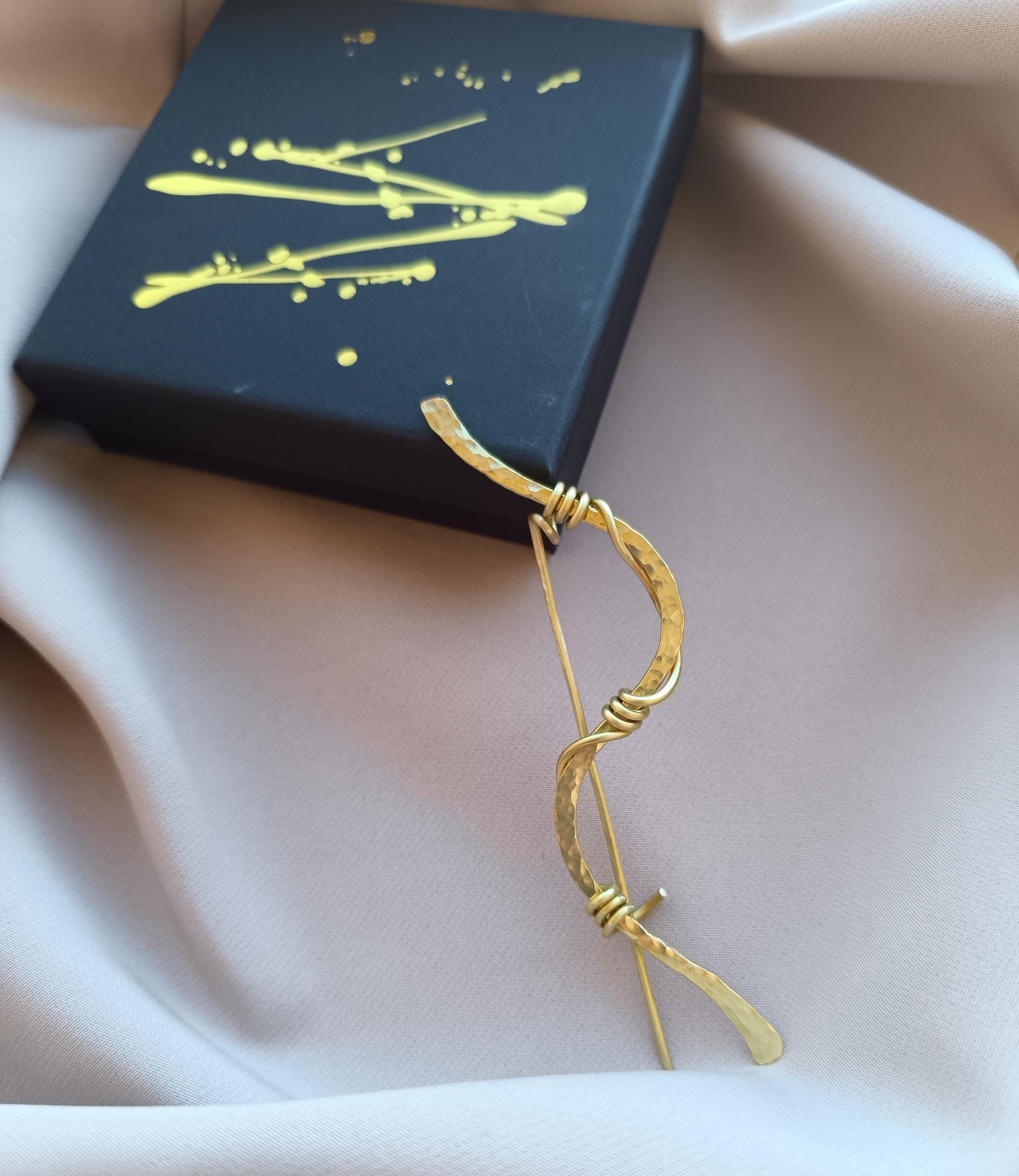 Handmade Brass Wave Brooch