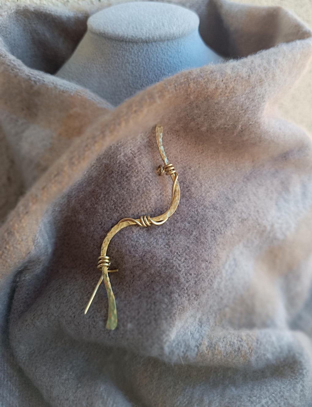 Handmade Brass Wave Brooch