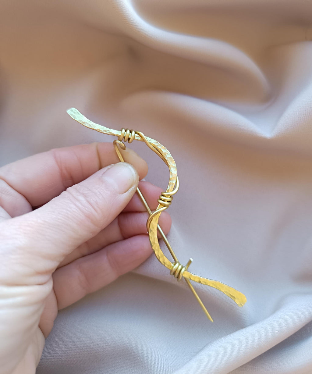 Handmade Brass Wave Brooch