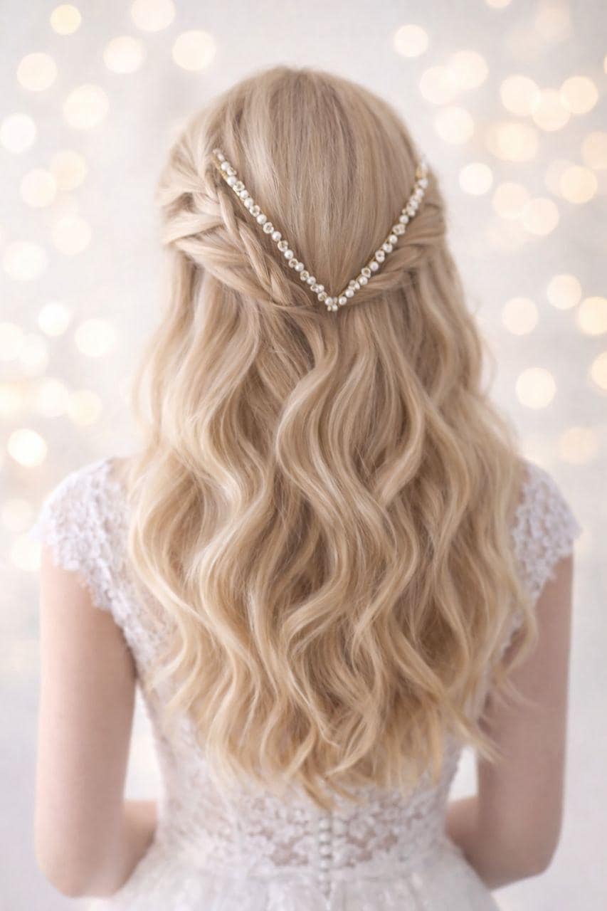 Pearl Bridal Halo Crown
