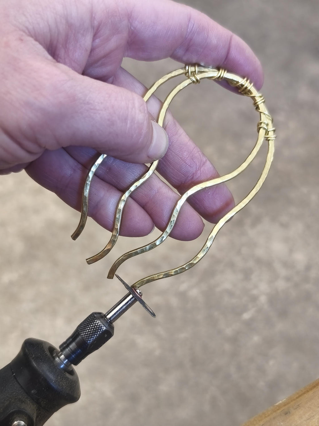 Hand-forged brass and freshwater pearl hair comb
