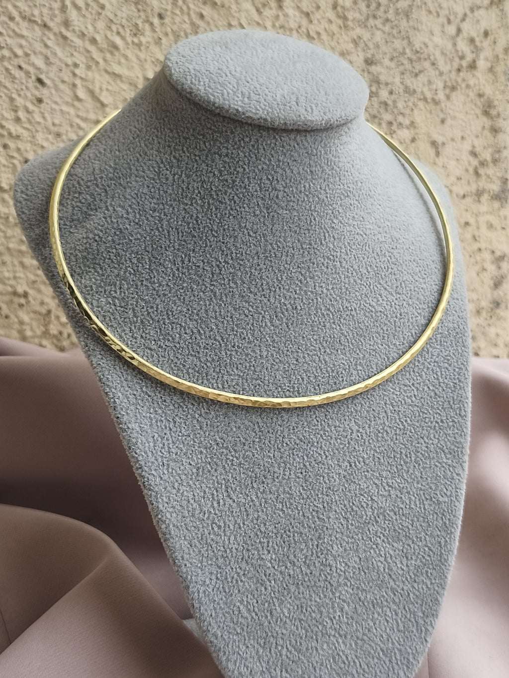 Sculptural Brass Choker Necklace