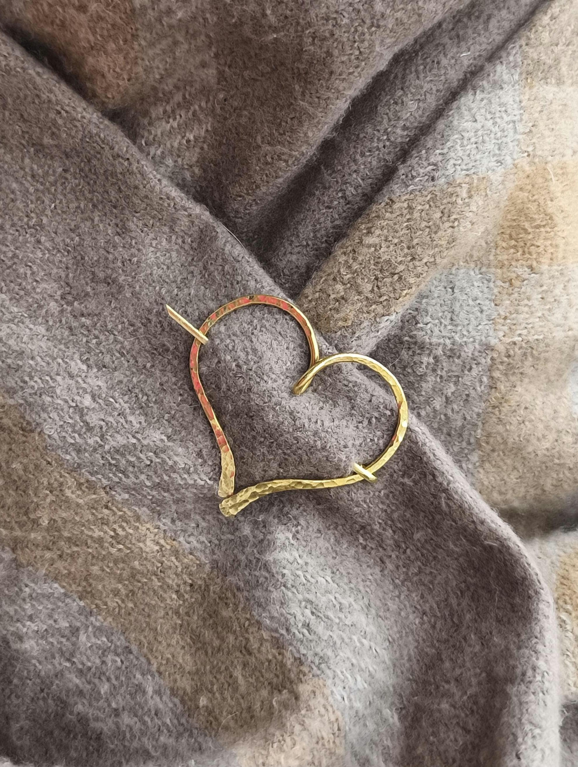 Mini Brass Heart Fibula Brooch