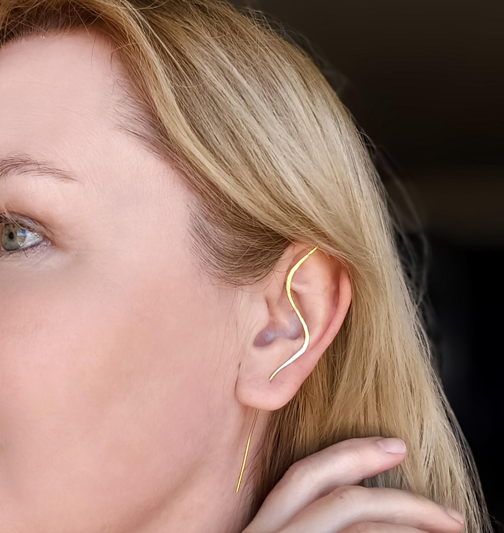 Elven Brass Ear Cuff Pair