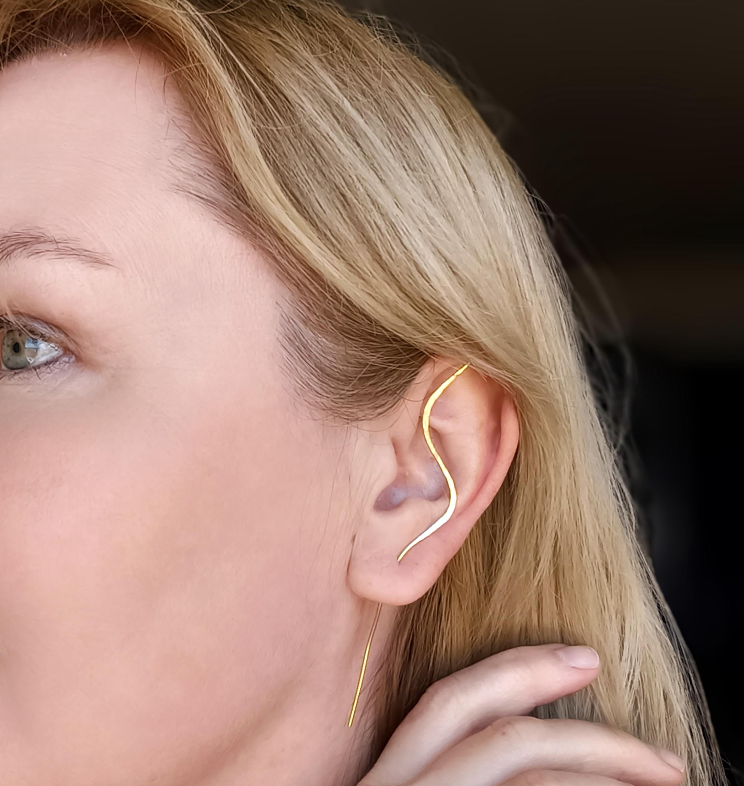 Elven Brass Ear Cuff Pair