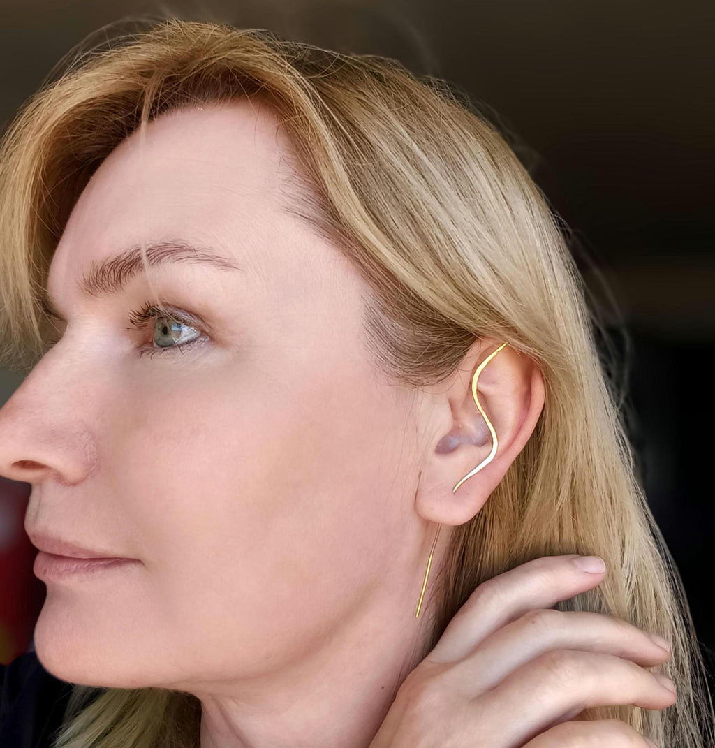 Elven Brass Ear Cuff Pair