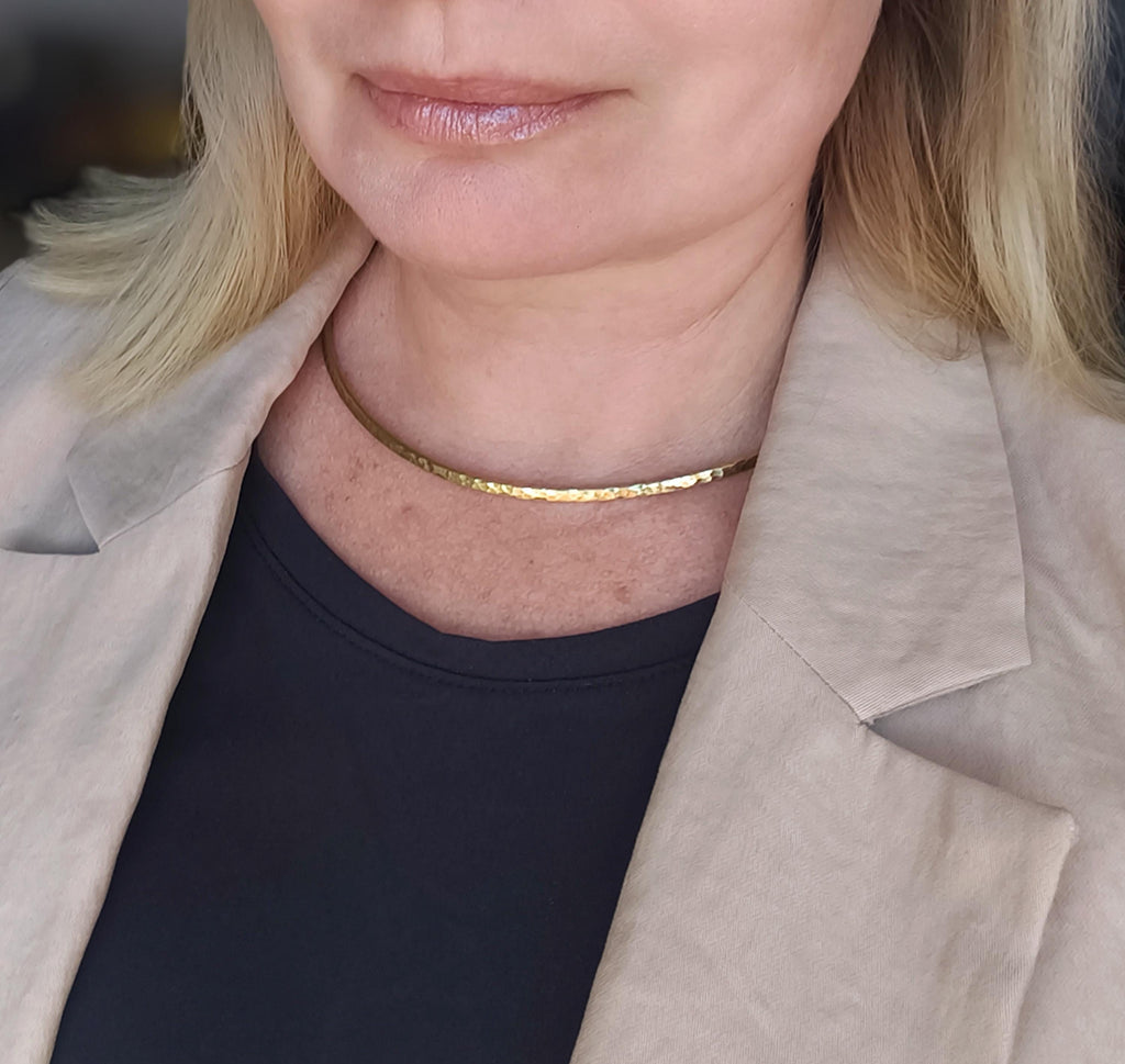 Sculptural Brass Choker Necklace