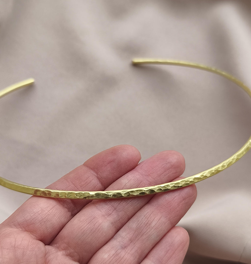 Sculptural Brass Choker Necklace