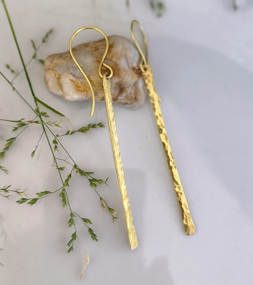 Minimalist Brass Bar Earrings