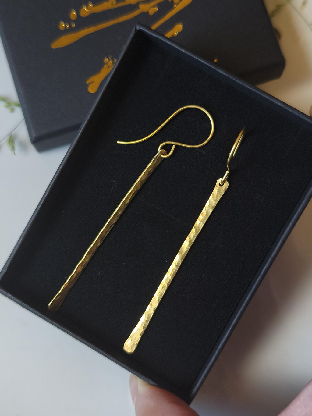 Minimalist Brass Bar Earrings