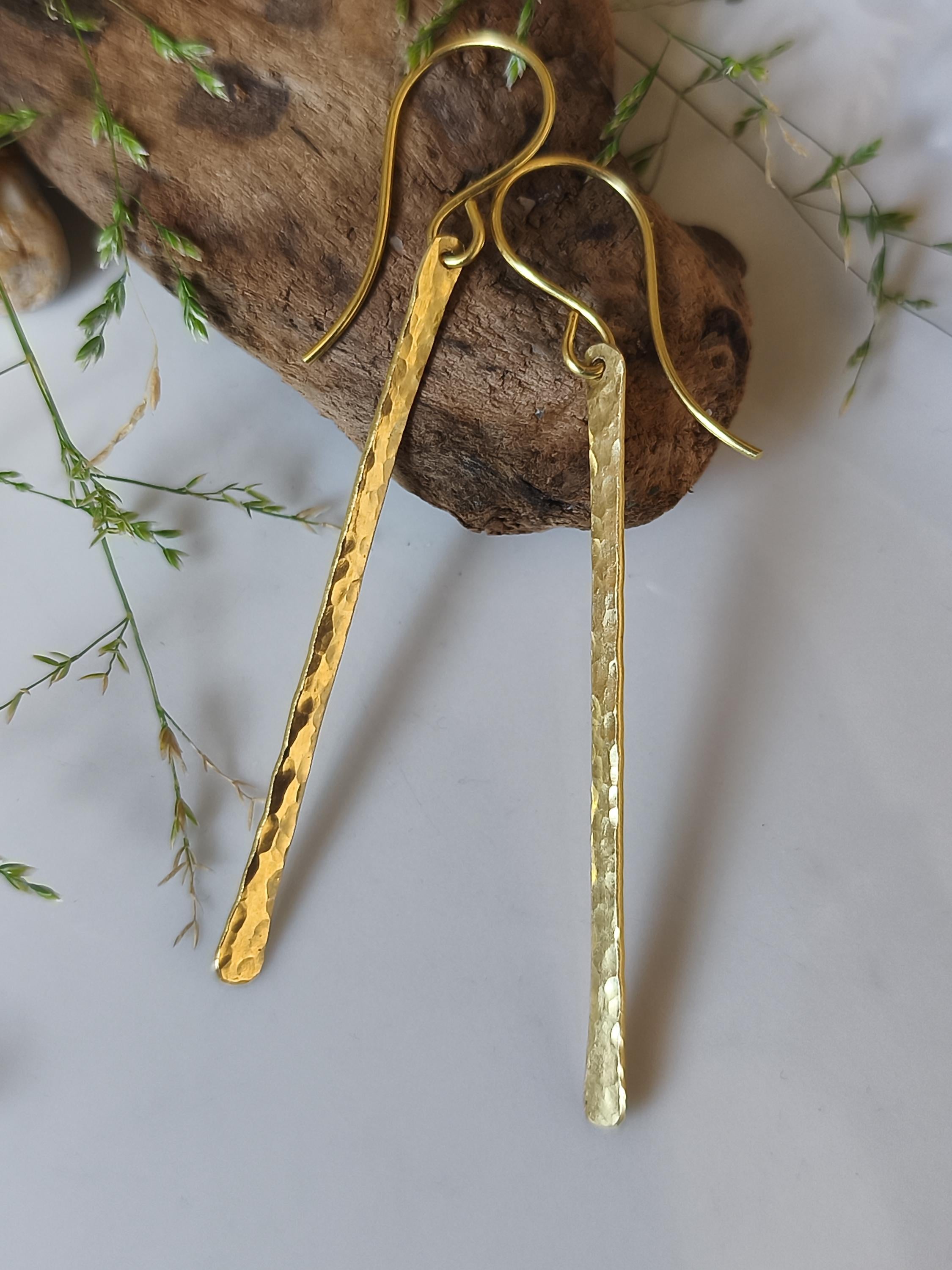 Minimalist Brass Bar Earrings