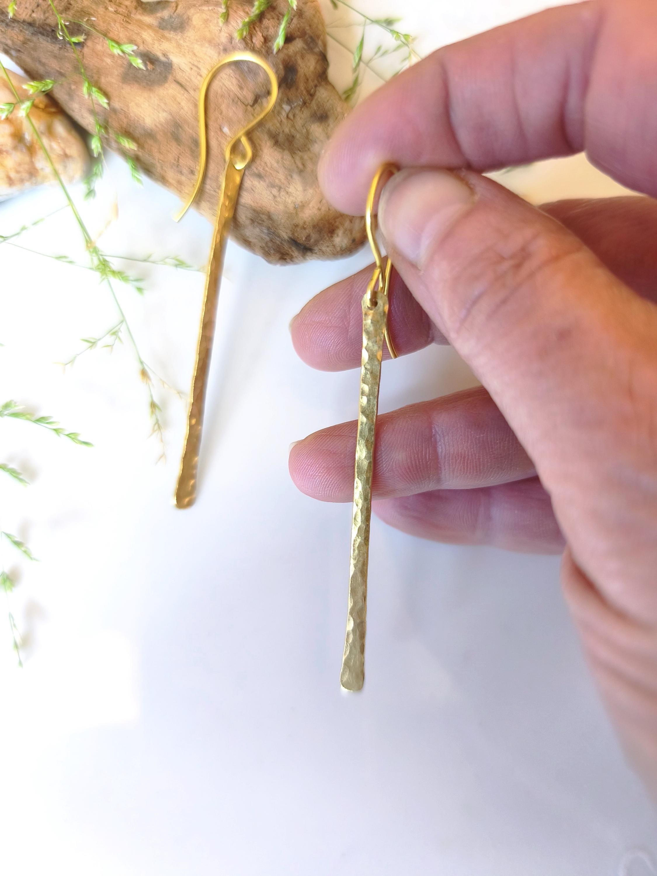 Minimalist Brass Bar Earrings