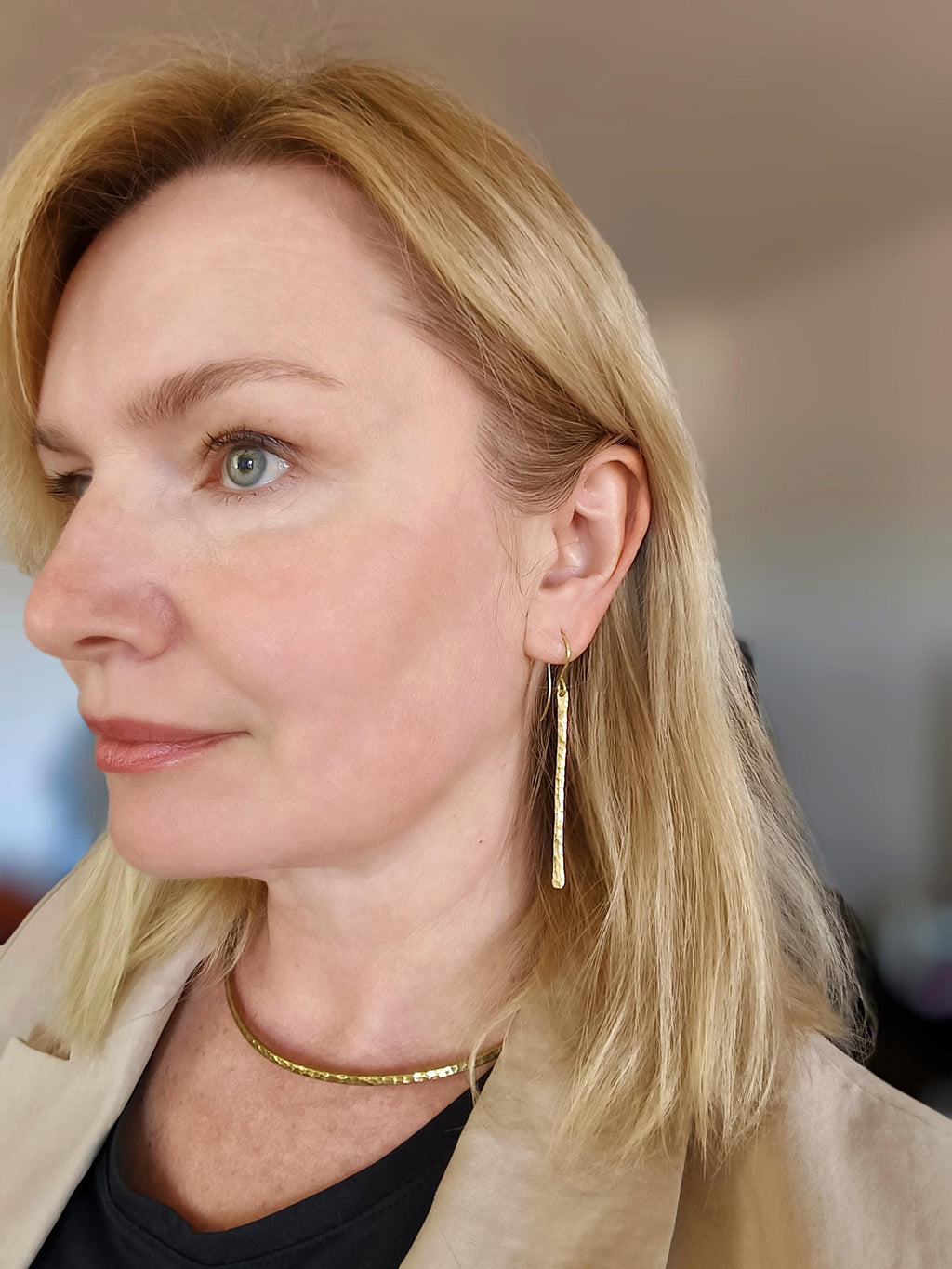 Minimalist Brass Bar Earrings