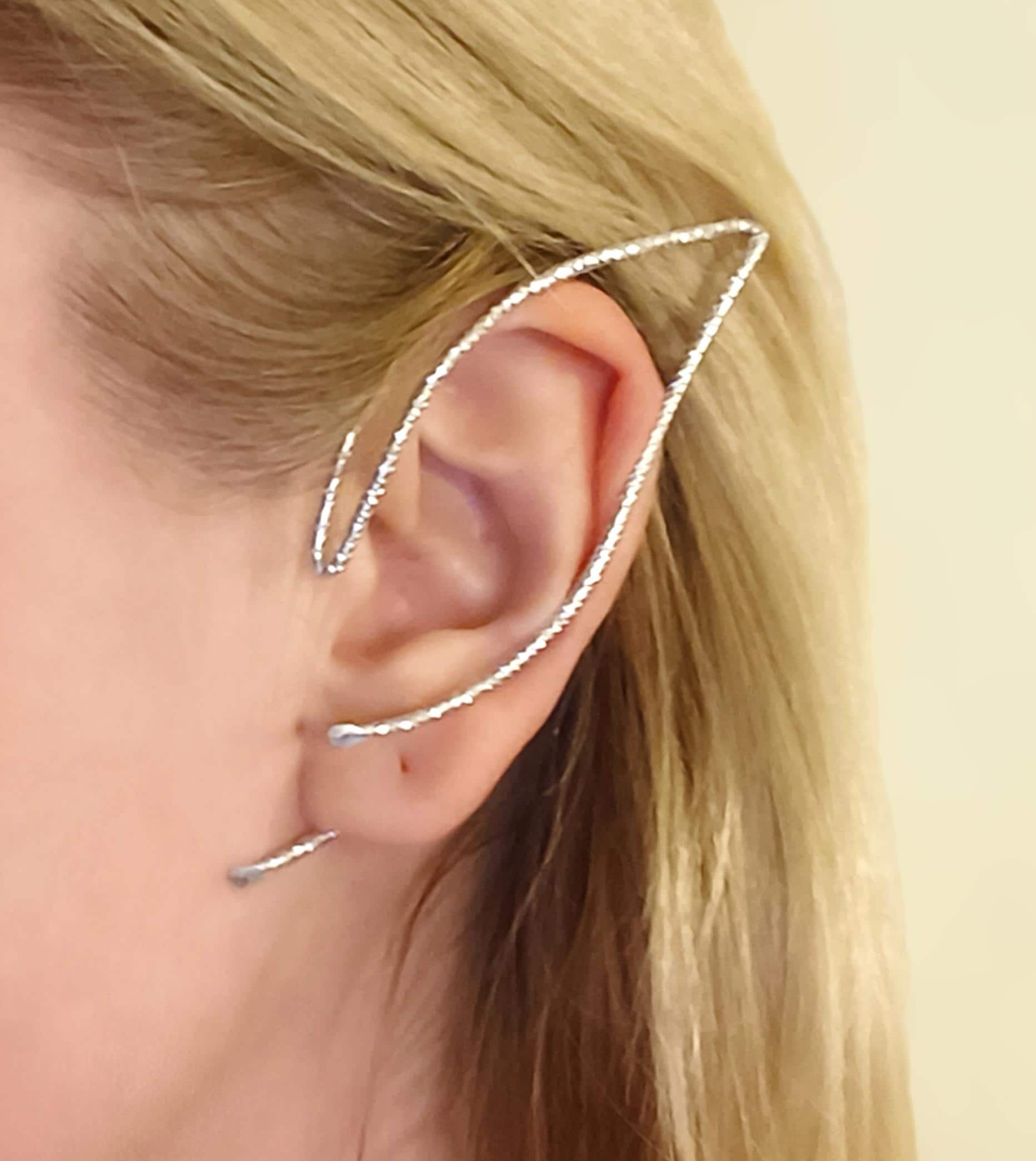 Elf Ear Cuff Pair Silver Tone