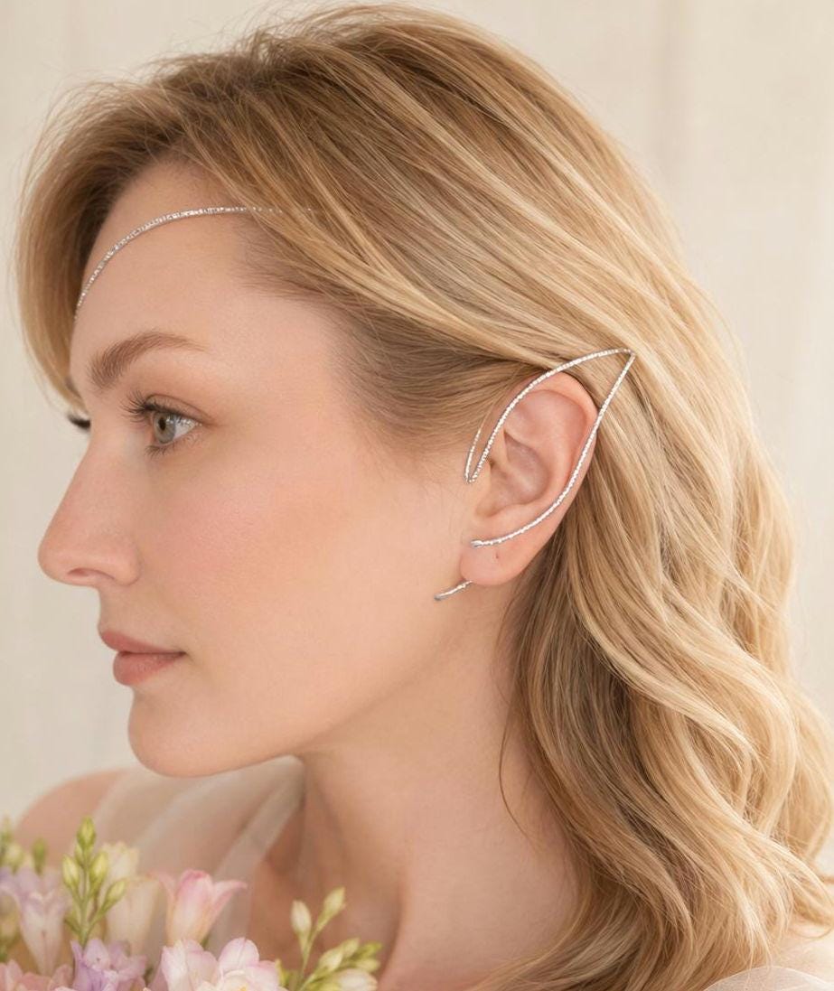 Elf Ear Cuff Pair Silver Tone