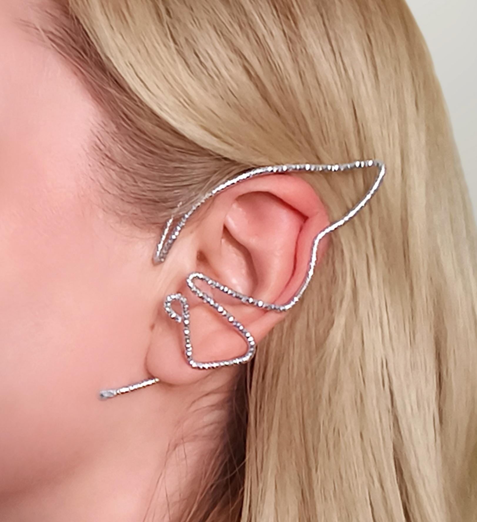 Butterfly Ear Cuff Pair Silver Tone