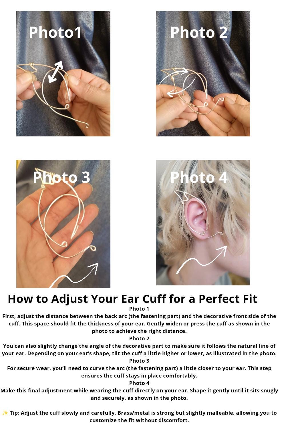 Elf Ear Cuff Pair Silver Tone