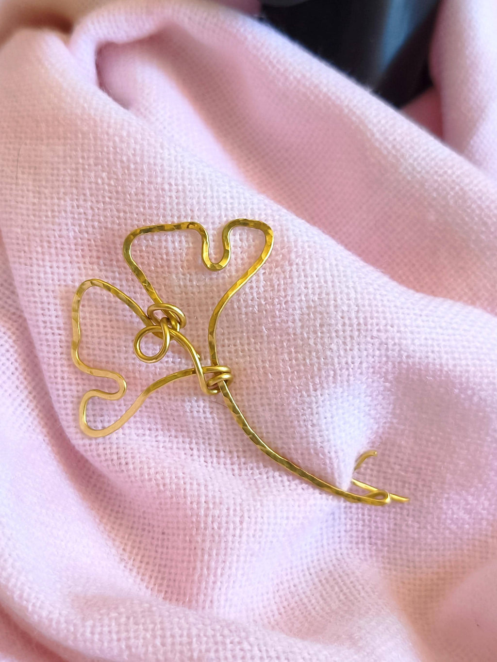 Minimalist Brass Ginkgo Leaf Brooch