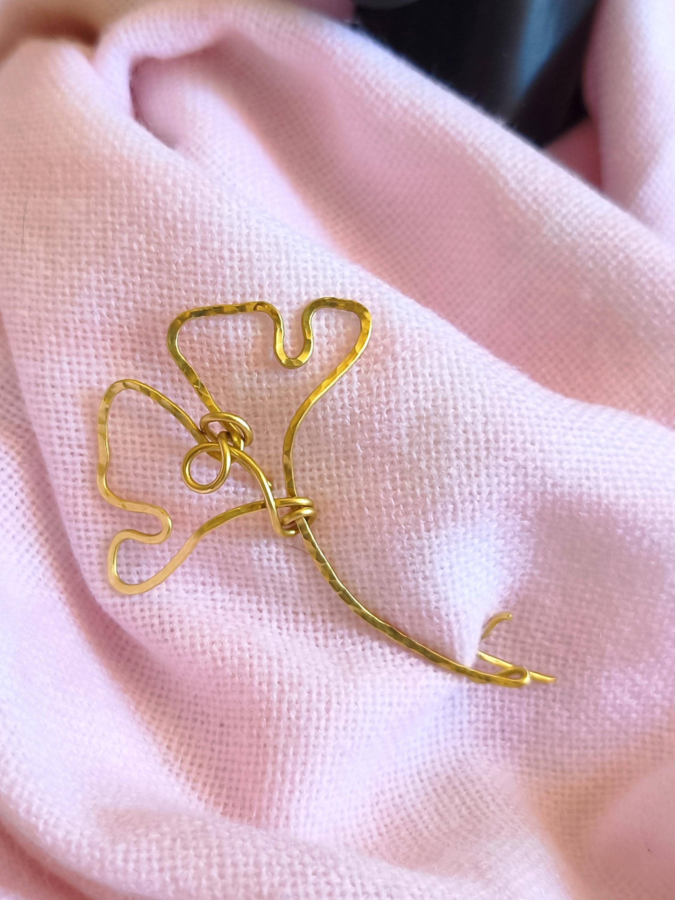 Minimalist Brass Ginkgo Leaf Brooch
