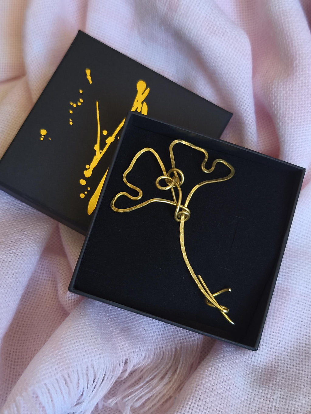 Minimalist Brass Ginkgo Leaf Brooch