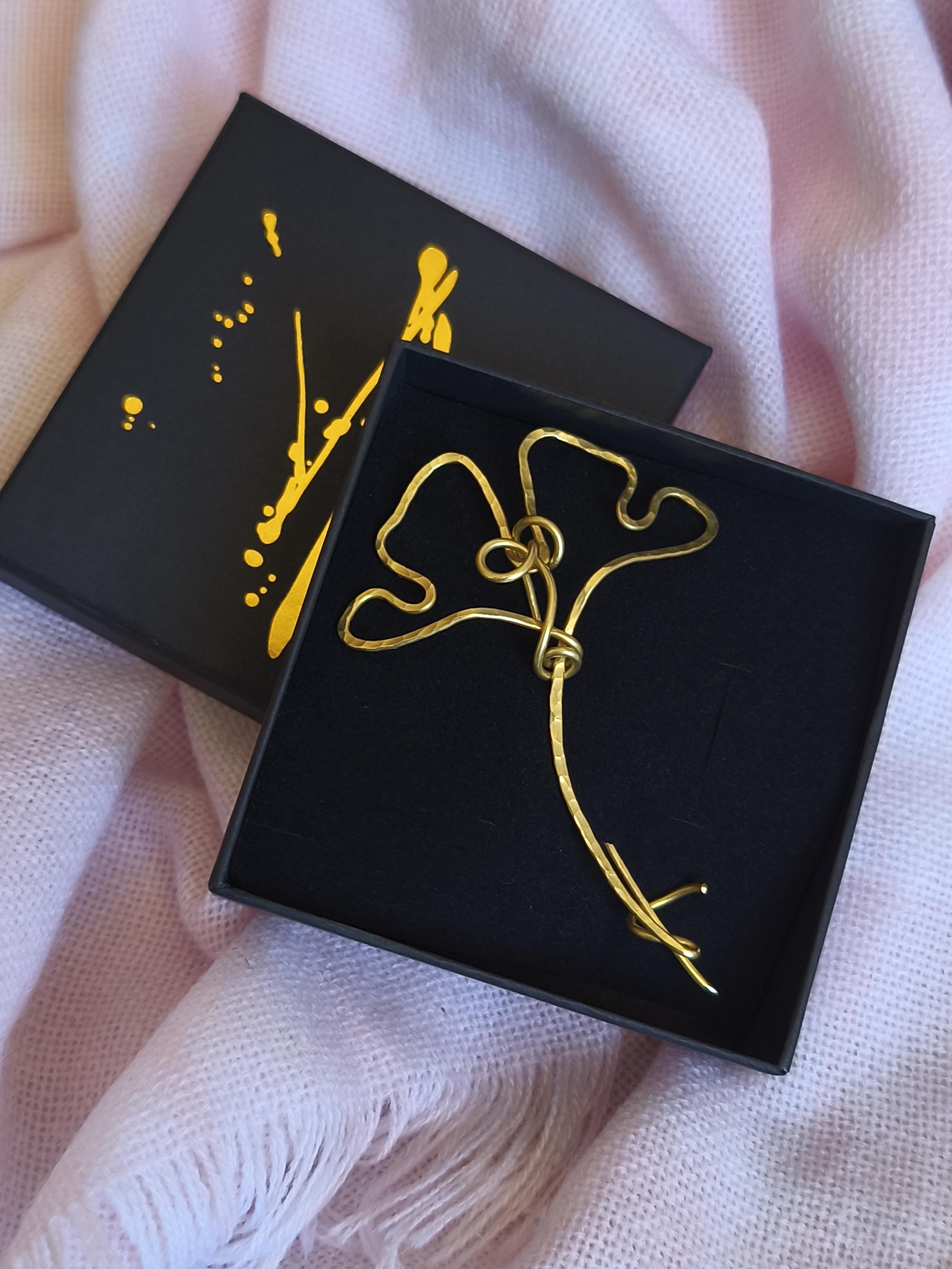 Minimalist Brass Ginkgo Leaf Brooch